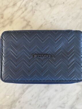 Missoni Chevron Zip Wallet in Navy Blue
